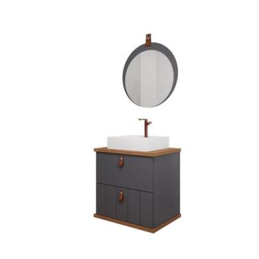 Imagem de Gabinete de Banheiro Milano 60 com Espelho Lua Titanium/Freijo - MGM