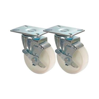 Imagem de Kit 2 un roda rodízio giratório freio nylon 3 pol 75mm - AJAX