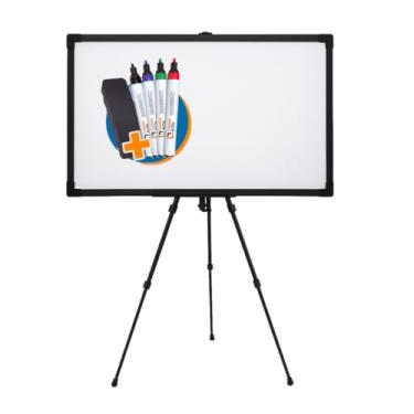 Imagem de Kit Quadro Branco 120x80cm + Tripé Cavalete Regulável + 4 Canetas + 1 Apagador | Lousa Branca