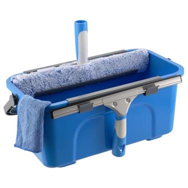 Imagem de Mitclear Kit profissional de limpeza de janelas, inclui balde de limpeza compacto, rodo de borracha de silicone, esfregão de microfibra, pano, suprimentos de limpeza de janela tudo-em-um, uso
