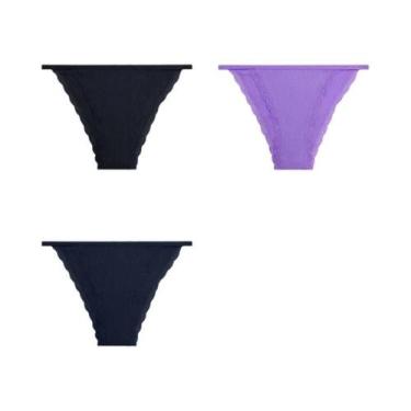 Imagem de Conjunto De 3 Calcinhas Femininas Sexy De Renda E Algodão, Confortávei