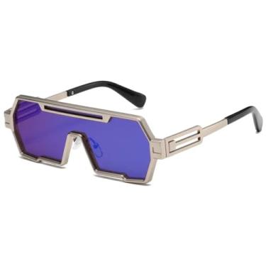 Imagem de HCPIHF Óculos de sol punk masculino e feminino, armação grande, vintage, luxuosa, estilo steampunk (TYJ48-4)