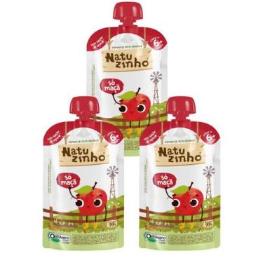 Imagem de Kit Papinha Organica Natuzinho Maça Bebe 3 unidades