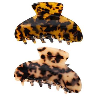Imagem de Spenlly 2 peças de clipes de garra de cabelo de leopardo para mulheres e meninas, prendedores de rabo de cavalo francês, acessórios de cabelo modernos para cabelos longos e grossos (A)