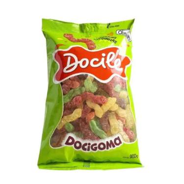 Imagem de Saco De Bala De Goma Docigoma Minhoca Azedinha Frutas 900G - Docile