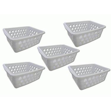 Imagem de Kit 5 Cestos Multiuso Pequeno Branco 12x6x16cm PP Uninjet