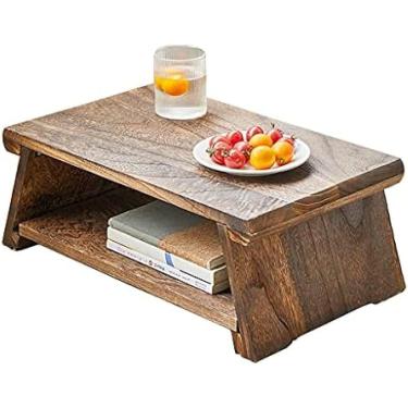 Imagem de Mesa Baixa Dobrável, 2 Andares Com Prateleira De Armazenamento, Mesa De Chá Japonesa Vintage, Mesa De Tatami, Mesa De Chá Zen Para Sala De Estar, Quarto, Janela De Janela, Natural, 60×30×20 cm