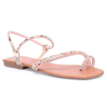 Imagem de Sandália Feminina Rasteirinha Clássica Com Strass - DANDY, Rosê, 35