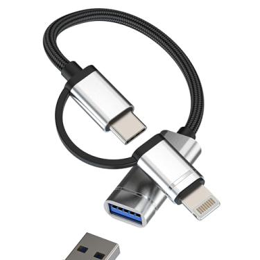 Imagem de OTG Dongle USB 3.0 fêmea para USB C Lightning macho cabo adaptador câmera mouse porta hub conversor tipo C compatível com Samsung Galaxy S23 para Apple para iPhone 15 14 13 12 Pro Max 7 8 para iPad