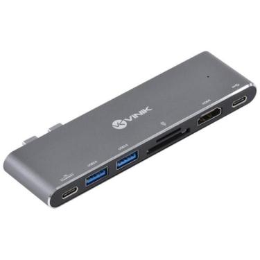 Imagem de Hub USB Tipo C 7 em 2 - USB 3.0 + HDMI + Thunderbolt - Vinik