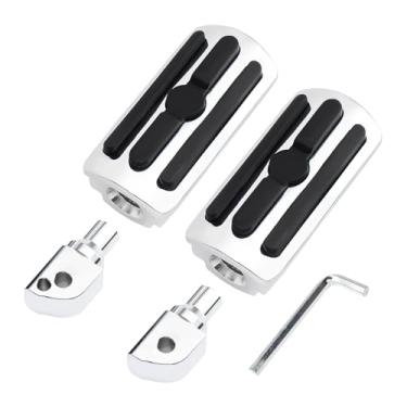 Imagem de GIDIBII Apoios Para Os Pés De Motocicleta, A Estrada, Compatível Com Harley Softail Deluxe Fat Boy Heritage Sport Glide Slim Street Bob Breakout Low Rider Modelos 2018-2023 (Cromados)