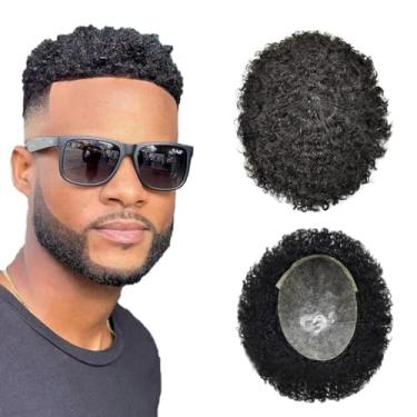 Imagem de Right Hair Peruca afro para homens negros, cabelo humano encaracolado crespo para homens negros, peça de cabelo afro-americano com injeção de poliuretano, unidade de cabelo afro-americano para homens