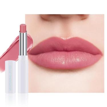 Imagem de HHLTOH 1 batom hidratante labial matizado – protetor labial fosco hidratante à prova d'água para mulheres, cor natural cremosa para lábios secos, acabamento fosco macio com aroma sutil (#08 rosa