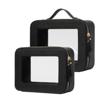 Imagem de Conjunto de estojos de maquiagem Popvibe Clear Black Toiletry Bag Trav