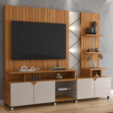 Imagem de Painel prateleira Cuba jequitiba/off white perolizado - CASA H