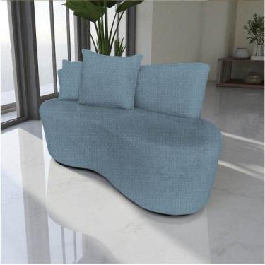 Imagem de Namoradeira Sofá 2 Lugares Yara Orgânica Linho Azul - Mazzero Decor