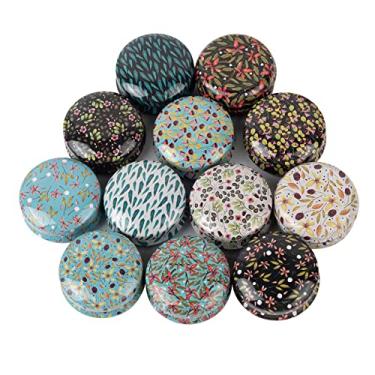 Imagem de Framendino, Pacote com 12 mini potes de lata de folha de flandres com tampas, latas redondas vazias reutilizáveis para viagem, recipiente recarregável para fazer, sombra, joias, pingente