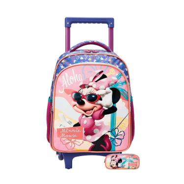 Imagem de Kit Escolar Minnie Mouse Mochila Com Rodas G + Estojo Triplo