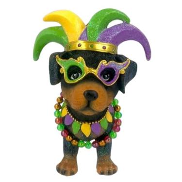 Imagem de December Diamonds 65-65046 Ornamento de resina para pendurar Mardi Gras Rottweiler ou mesa sentada 12 cm x 8 cm x 14 cm