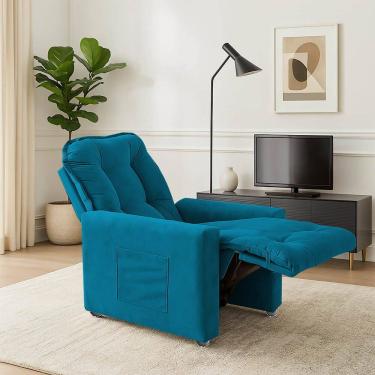 Imagem de Poltrona CadeiraVitória Papai E Mamãe Com Encosto Macio Para Sala De Descanso Turquesa