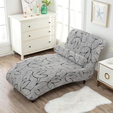 Imagem de Capa para espreguiçadeira sem braços, capa estampada para espreguiçadeira, capa de cadeira elástica, capa reclinável, capa de sofá espessa com fundo elástico para sala de estar e quarto (cinza)