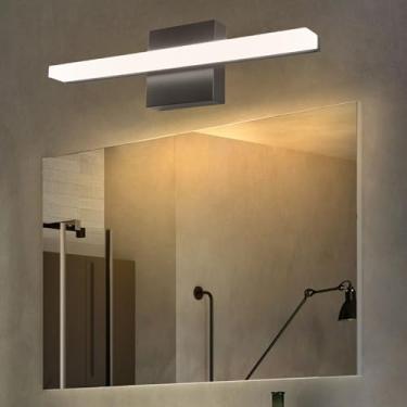 Imagem de Luz de Espelho LED Arandelas de Parede Banheiro Arandela Moderna Impermeável Alumínio Acrílico Iluminação de Imagem Iluminação de Parede para Sala de Estar Quarto Penteadeira (Luz Quente Preta, 120 cm