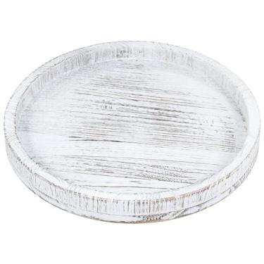 Imagem de Bandeja de servir de madeira redonda de 29 cm, tábua de charcutaria redonda, suporte de vela multiuso, decoração de casa, pratos de salada de pão de frutas de madeira com ranhura para balcão de mesa