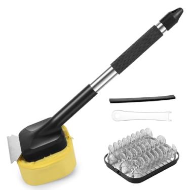 Imagem de Escova e raspador de grelha, escova de churrasco para churrasqueiras externas, escovas de limpeza de grelhas de aço inoxidável com 2 cabeças substituíveis, escovas de limpeza de churrasco para grelha