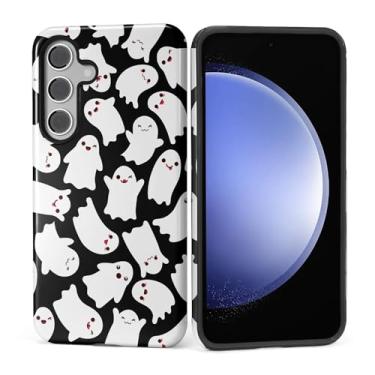 Imagem de Kapadiy Capa para Samsung Galaxy S24 Plus, design de morcegos fantasmas de Halloween com proteção dupla híbrida de silicone rígido PC à prova de choque, capa protetora antiarranhões para homens e