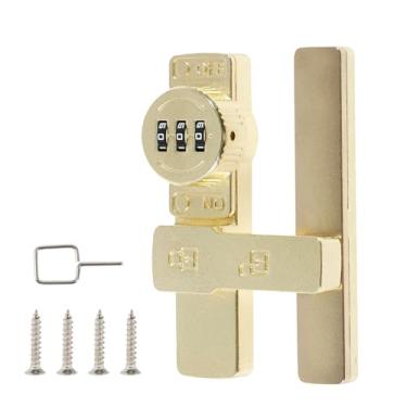 Imagem de LZVXTYM Fechadura de porta de celeiro, trava dobrável com combinação de 3 dígitos, travas de senha de porta deslizante de 90/180 graus, parafuso de trava de portão sem chave para banheiros e armários