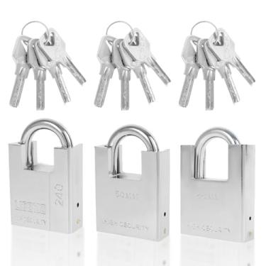 Imagem de KHZSPP Cadeado resistente com chave, cadeado de feixe envolto de alta segurança para fechadura de portão, escola, academia, armário, unidade de armazenamento, caixa de ferramentas de ferrolho de cerca