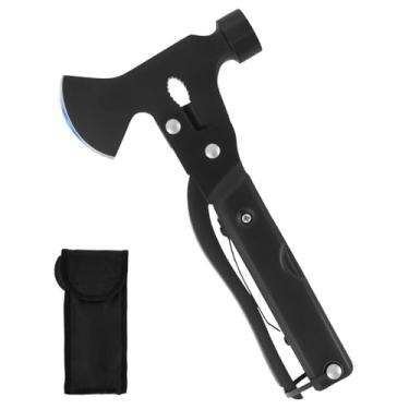 Imagem de Machado de acampamento multiferramenta 14 em 1 – Multiferramenta com faca, martelo, serra, chaves de fenda, abridor de garrafa, ferramenta de acampamento com alça antiderrapante, presentes para homens