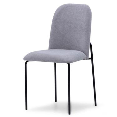Imagem de Cadeira Elos Herval Estofada Linho Cinza Aço Laca Fosca