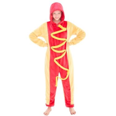 Imagem de NEWCOSPLAY Pijama unissex adulto macacão animal peça única cosplay roupa de dormir, Cachorro-quente, XXG