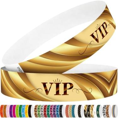 Imagem de WM infinite Pulseiras Tyvek para eventos, pulseiras de papel VIP Color Creative Design 3/4" pacote com 250 para festas, agrupados, formação de equipe e identificação (VIP-Ouro)