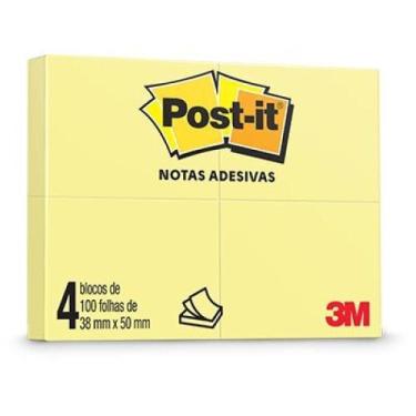 Imagem de Bloco adesivo 38x50 100fls c4 amarelo postit 653 hb004088165 - 3M, 3