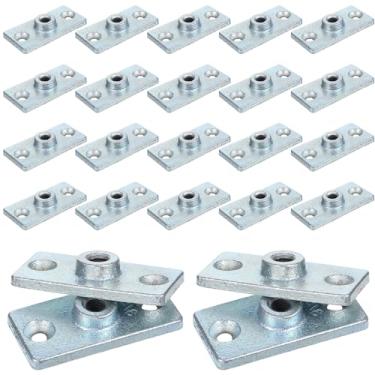 Imagem de 24 peças de gancho de haste rosqueada para hastes de 3/8 polegadas, ganchos de flange de teto com três furos - 2,75 x 1,27 x 0,2 polegadas placa de suspensão de teto de ferro zincado azul para