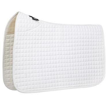 Imagem de Tackmore Almofada de sela quadrada acolchoada para todas as finalidades, respirável, absorvente de choque, confortável, ajuste para cavalos, branco