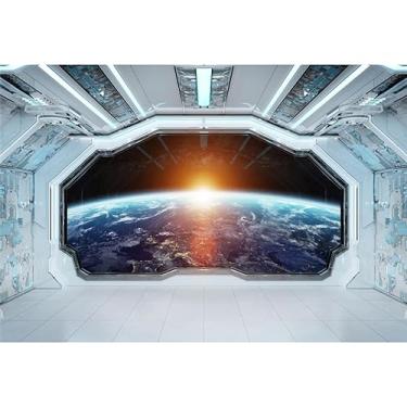 Imagem de Leyiyi Fundo interior de nave espacial de 3 x 2,4 m, planeta, luz, vista de janela, cenário de nave espacial para fotografia, futurista, ficção científica, cenário, estação espacial, decoração de