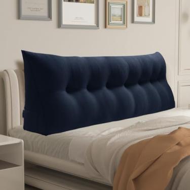Imagem de WOWMAX Travesseiro de cunha de cabeceira king triangular para cabeceira de cama, almofada de cunha para cabeceira, almofada de cunha, cabeceira para cama, travesseiro grande para cama, 85% linho, 15%