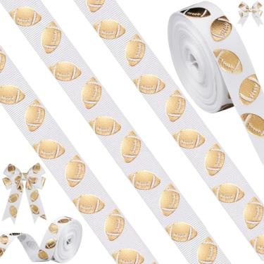 Imagem de Giegxin 10 jardas fita metálica de futebol americano com borda com fio tema esportivo torcida faça você mesmo artesanato fita de tecido gorgorão decorações de festa para artesanato equipe de cabelo