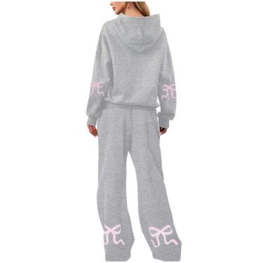 Imagem de Moletom feminino Outfit Livtany de 2 peças com capuz e mistura de algo