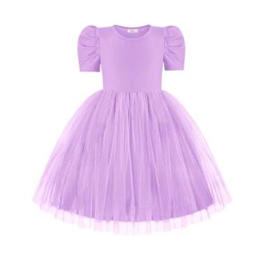 Imagem de Vestido Arshiner Toddler Girls roxo de manga curta 4T