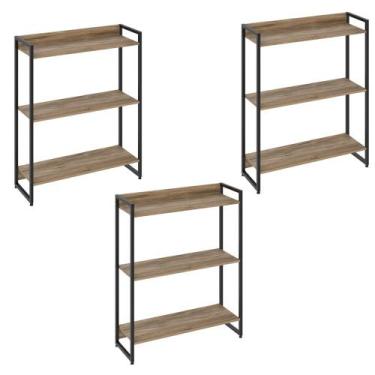 Imagem de Kit 3 Estantes Multiuso Escritório Industrial 3 Prateleiras Areta 104x