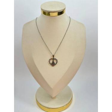 Imagem de Colar Nossa Senhora 45Cm Aço Inox com Pingente Religioso - 1 Unidade -