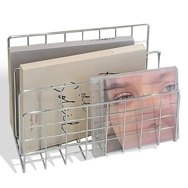 Imagem de kumet Organizador de pasta de arquivos de mesa, suporte de revista vertical de metal com 3 compartimentos, bandeja de arquivos/classificador de livros e correio, organizador de mesa para material de