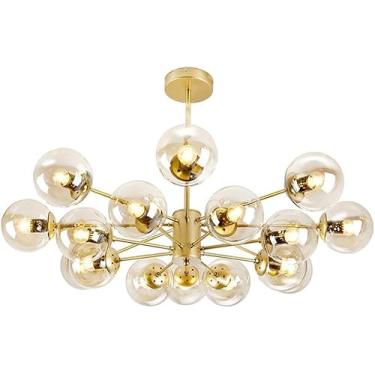Imagem de Lustre Sputnik Dourado 9 8 10 12 16 Luzes Esferas de Vidro Abajures Luminárias Pendentes Globos Teto Pendurado E27 Luminárias de Teto Compatível com Cozinha Sala de Jantar, Decoração Moderna