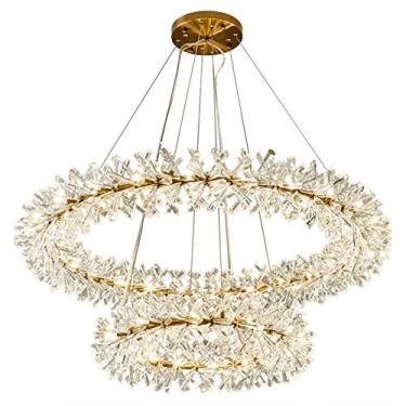 Imagem de lâmpada LED Lustres, Nordic Grande Lustre de Cristal 40 60 80cm Anel Lustre Sala de estar Decoração Quarto Luminárias (Cor: D80cm e D40cm, Tamanho: Branco Frio) (D40cm X A18cm Branco Frio)