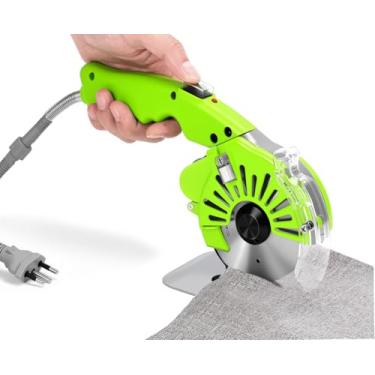 Imagem de Máquina Corte Cortar Tecidos, 110-220V Tesoura Eletrica, 20mm Espessura de Corte, Lâmina octogonal de 100mm, Tesoura Eletrica para Papelão, com Luz superior, Cortador Circular