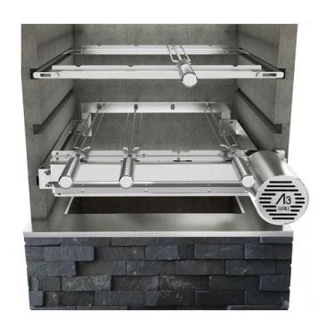 Imagem de Churrasqueira Giratória Ajustável para 4 Espetos Inox com Suporte Ajus
